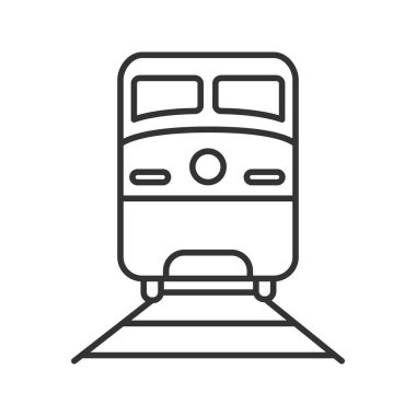 Beyaz arka plan üzerinde tren doğrusal simgesi