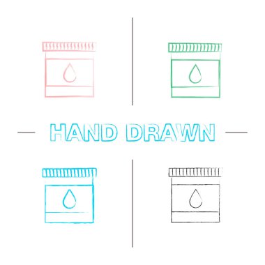 Yazıcı kartuşu mürekkep el beyaz arka plan üzerinde ayarla simgeleri çizilmiş