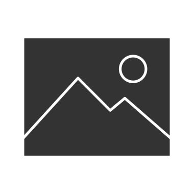 Dijital görüntü, fotoğraf glif simgesi beyaz arka plan üzerinde