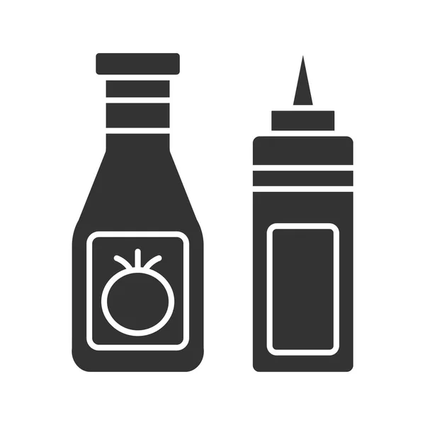 Icône Glyphe Ketchup Moutarde Sur Fond Blanc — Image vectorielle