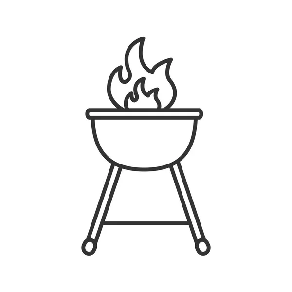 Wasserkocher Grill Lineares Symbol Auf Weißem Hintergrund — Stockvektor