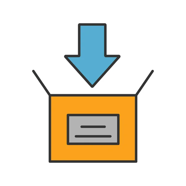 Emballage Colis Icône Couleur Sur Fond Blanc — Image vectorielle