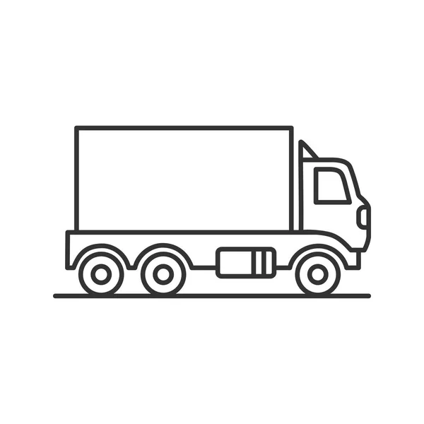 Levering Vrachtwagen Lineaire Pictogram Witte Achtergrond — Stockvector