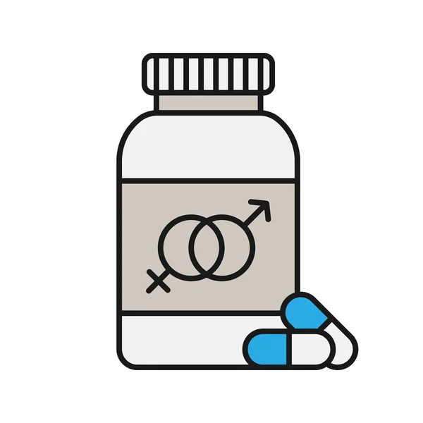 男性和女性性药丸白色背景上的颜色图标 — 图库矢量图片