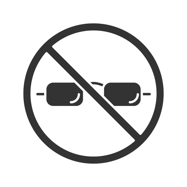白い背景の上の眼鏡グリフ アイコンと記号を禁止 — ストックベクタ