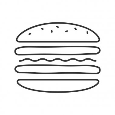 Burger kesit doğrusal simgesi. İnce hat illüstrasyon. Sandviç. Hamburger derleme. Kontur sembolü. Çizim vektör izole anahat