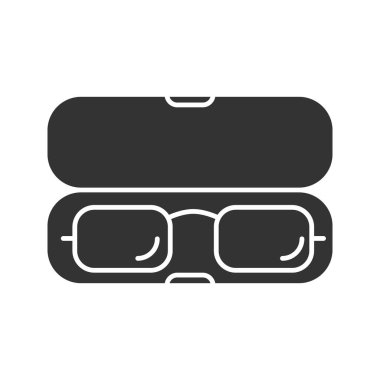 Gözlük büyük glif simgesi. Gözlük kutusu. Siluet simge. Negatif alan. İzole vektör çizim