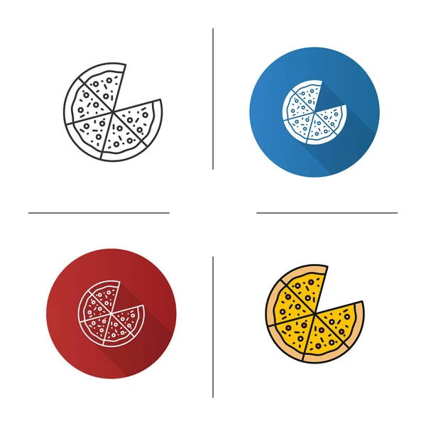 Icono Pizza Diseño Plano Lineal Estilos Color Signo Pizzería Ilustraciones — Vector de stock