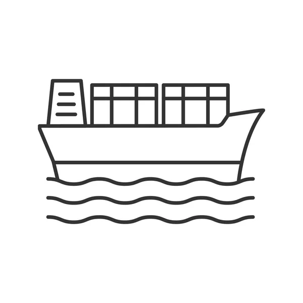 Линейный Значок Грузового Корабля Тонкая Линия Иллюстрации Танкер Контейнерное Судно — стоковый вектор