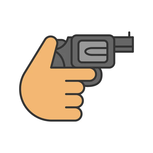 Main Tenant Revolver Icône Couleur Tirer Roulette Russe Illustration Vectorielle — Image vectorielle