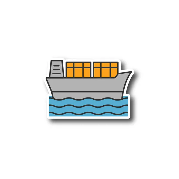 Cargo Fartyget Patch Tanker Container Fartyg Färg Klistermärke Isolerade Vektorillustration — Stock vektor