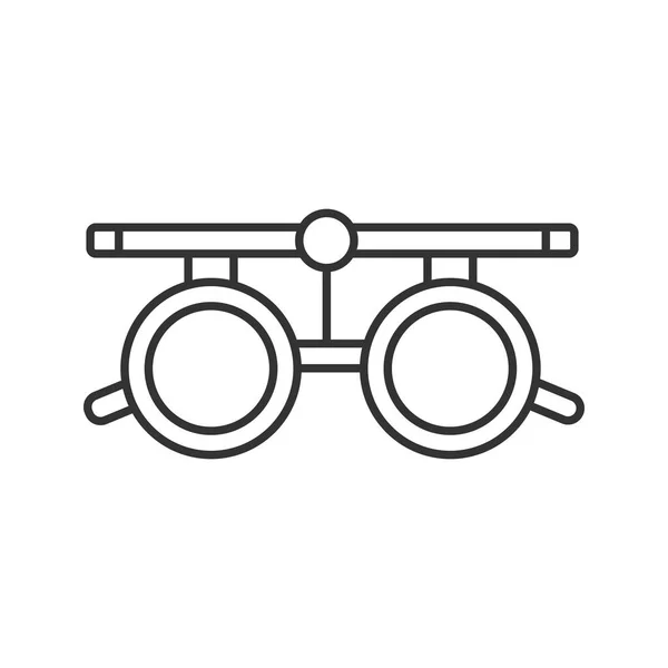 Icono Lineal Gafas Examen Ocular Ilustración Línea Delgada Optometría Pruebas — Vector de stock