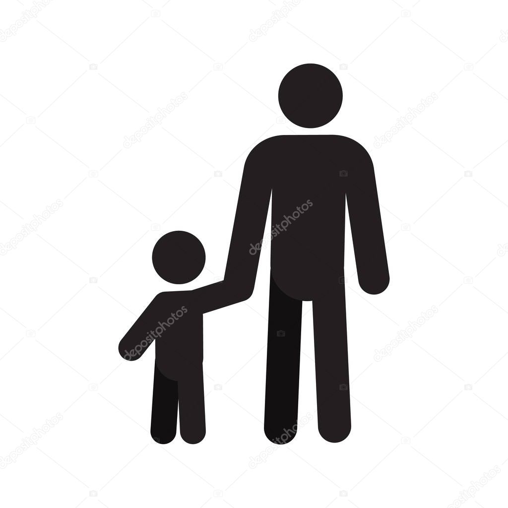 Father with toddler silhouette icon. Fatherhood. Parent. Isolated vector illustration