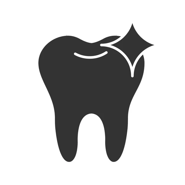健康的な輝く歯グリフ アイコン シルエットのシンボル 歯を白くします 否定的なスペース 分離したベクトル図 — ストックベクタ