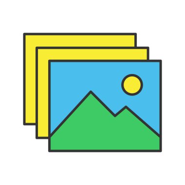 Dijital görüntü, fotoğraf simge renk. Resimler. İzole vektör çizim