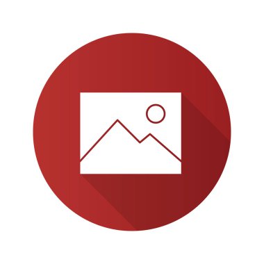 Dijital görüntü, fotoğraf düz tasarım uzun gölge glif simgesi. Resim. Vektör siluet çizimi