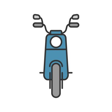 Scooter önünde renk simgesini görüntüleyin. Motosiklet. Vespa. İzole vektör çizim