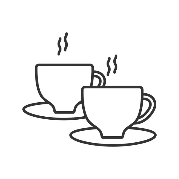 Tazas Con Bebida Caliente Icono Lineal Ilustración Línea Delgada Café — Vector de stock