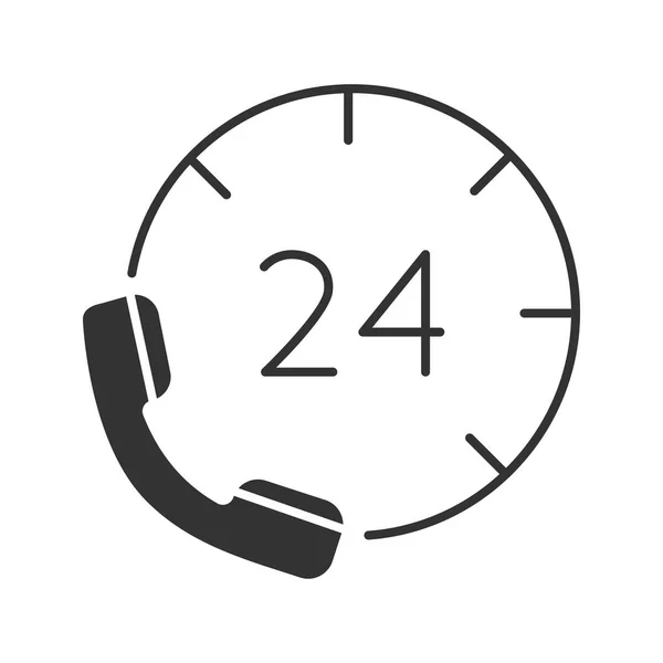 ホットライン グリフ アイコン コール センター 時間の電話サポート シルエットのシンボル 否定的なスペース 分離したベクトル図 — ストックベクタ