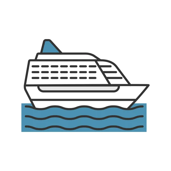 Cruise Ship Färgikonen Isolerade Vektorillustration — Stock vektor