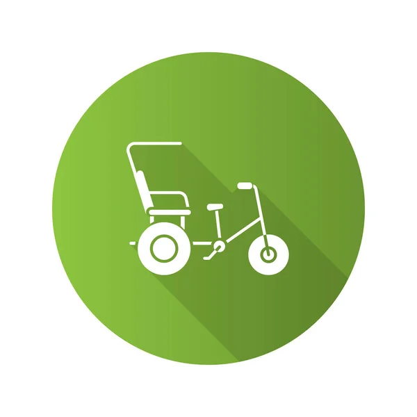 Cycle Rickshaw Conception Plate Longue Ombre Glyphe Icône Velotaxi Pédicab — Image vectorielle