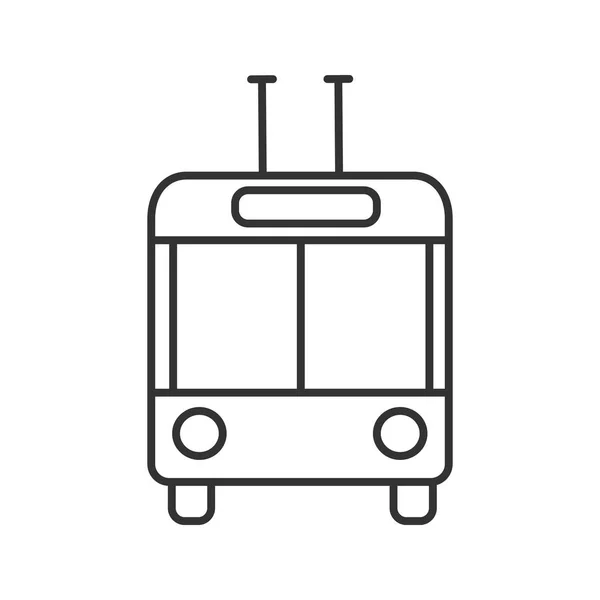 Trolleybus Vooraan Lineaire Pictogram Weergeven Trolley Bus Illustratie Van Dunne — Stockvector