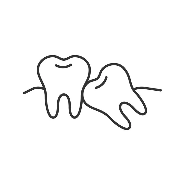 Dentes Tortos Ícone Linear Ilustração Fina Maloclusão Problema Dentes Sábios —  Vetores de Stock