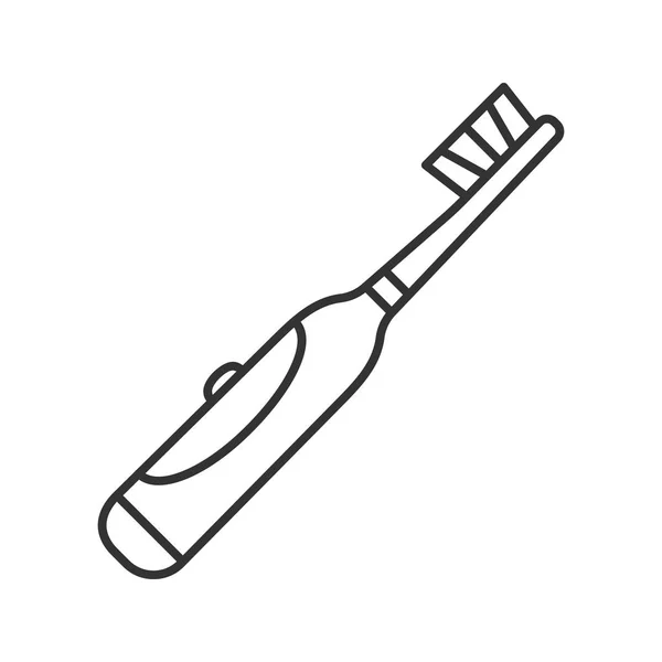 Линейная Иконка Электрической Зубной Щетки Тонкая Линия Иллюстрации Чистка Зубов — стоковый вектор