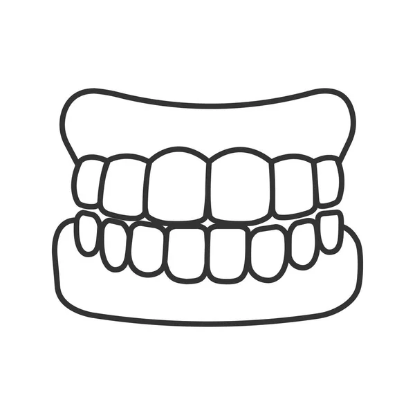 Icona Lineare Delle Protesi Dentarie Denti Falsi Illustrazione Linea Sottile — Vettoriale Stock