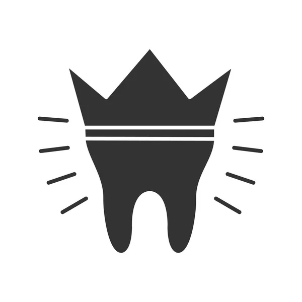 Dental Crown Glyph Icon Tooth Restoration Silhouette Symbol Negative Space — Stock Vector