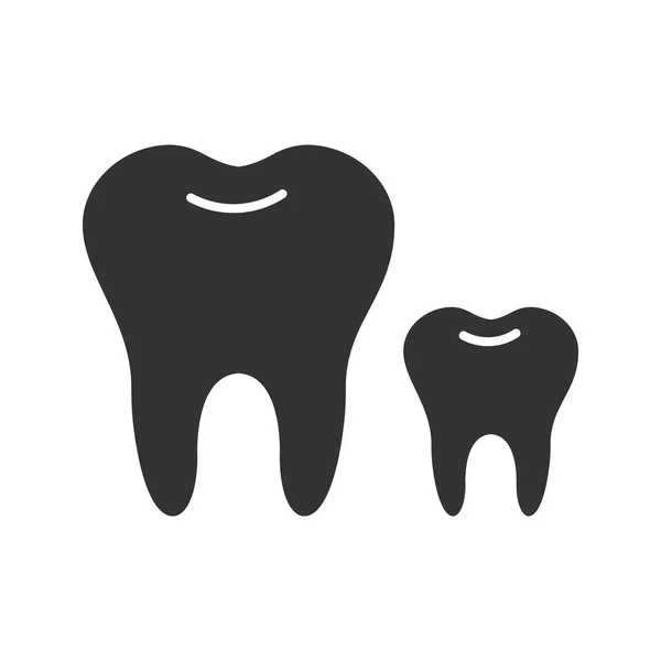 Icono Glifo Dientes Permanentes Bebés Símbolo Silueta Diente Leche Odontología — Vector de stock