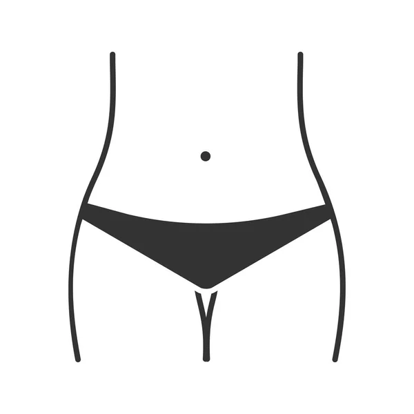 Slanke Vrouw Taille Glyph Pictogram Bikini Zone Navel Piercing Silhouet — Stockvector