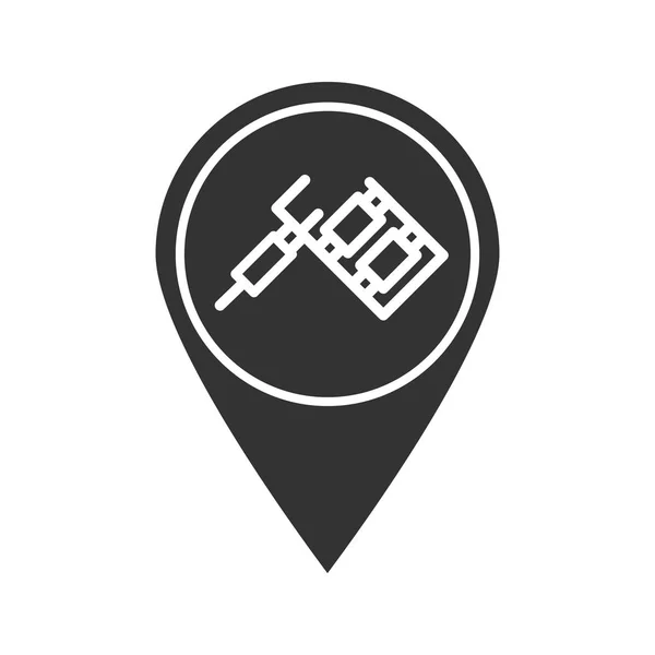 Tattoo Studio Umístění Glyfů Ikona Silueta Symbol Mapa Webu Pinpoint — Stockový vektor