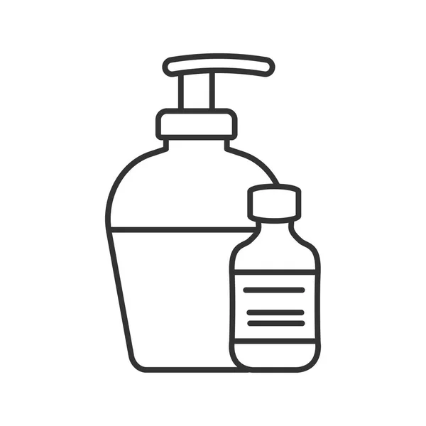 Icône Linéaire Liquide Antibactérien Savon Illustration Fine Tatouage Après Soins — Image vectorielle
