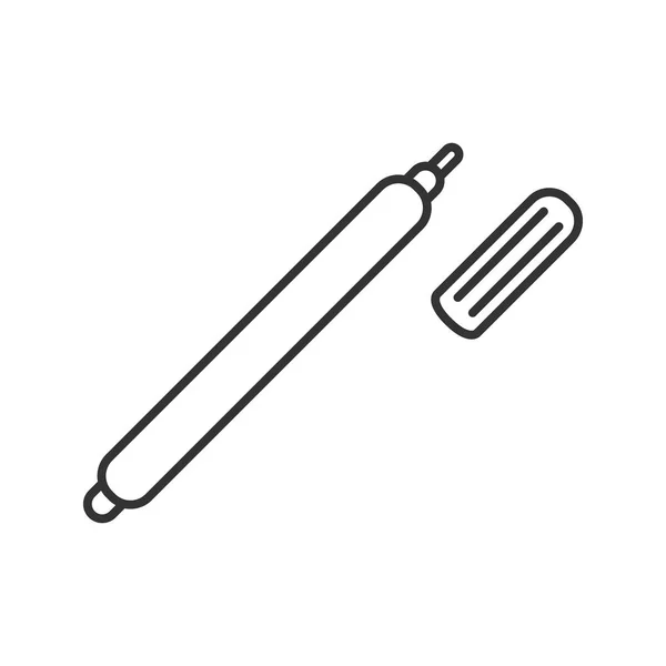 マーカー ペン線形アイコン 細い線の図 蛍光ペン 輪郭のシンボル ベクトル分離外形図 — ストックベクタ