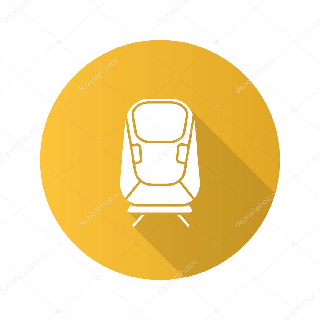Transrapid flat design long shadow glyph icon. Maglev. High speed monorail train. Vector silhouette illustration