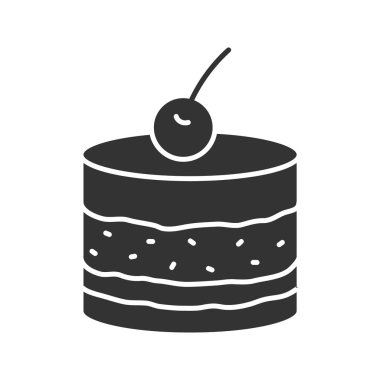 Tiramisu glif simgesi beyaz arka plan üzerinde