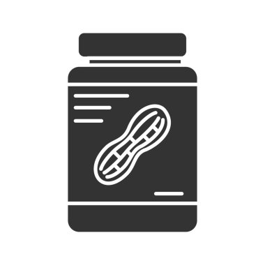 Fıstık ezmesi kavanozu glif simgesi beyaz arka plan üzerinde