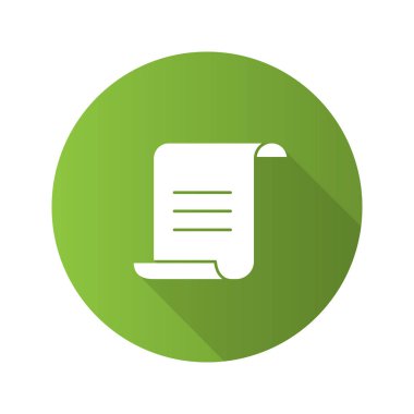 Kağıt kaydırma metin düz tasarım uzun gölge glif simgesiyle 