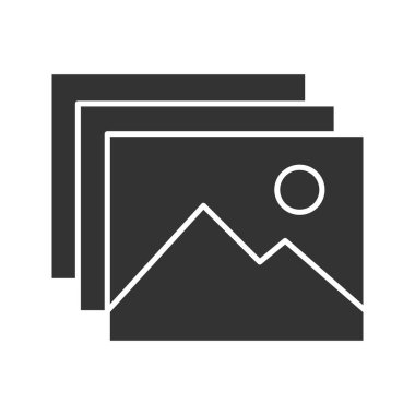 Dijital görüntüler, Fotoğraflar glif simgesi beyaz arka plan üzerinde