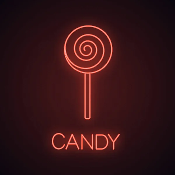 Spiraal Lollipop Neon Licht Pictogram — Stockvector