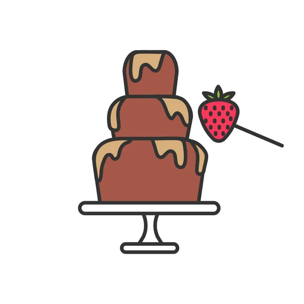 Schokoladenbrunnen Und Erdbeer Symbol — Stockvektor