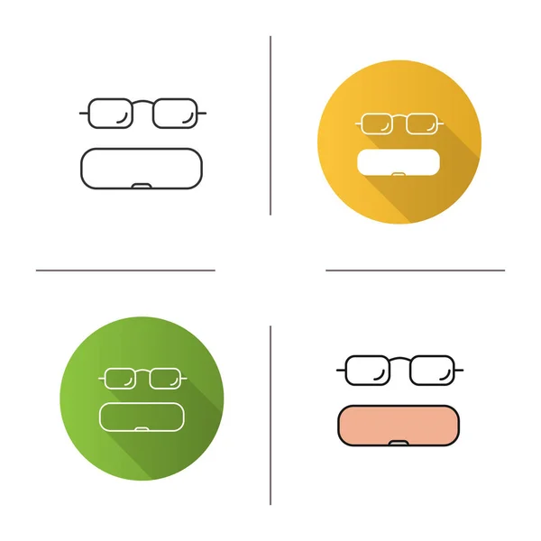 眼鏡ケース線形アイコンのフラットなデザインと色のスタイル — ストックベクタ