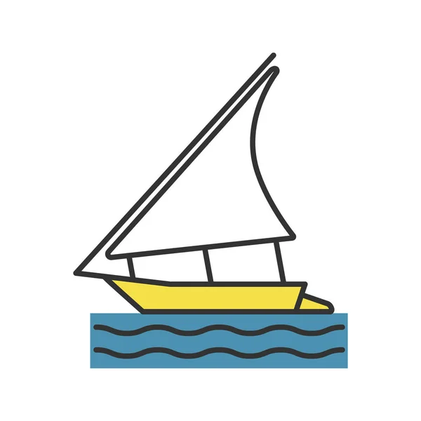 Pictogram Van Kleur Van Zeilboot Witte Achtergrond — Stockvector