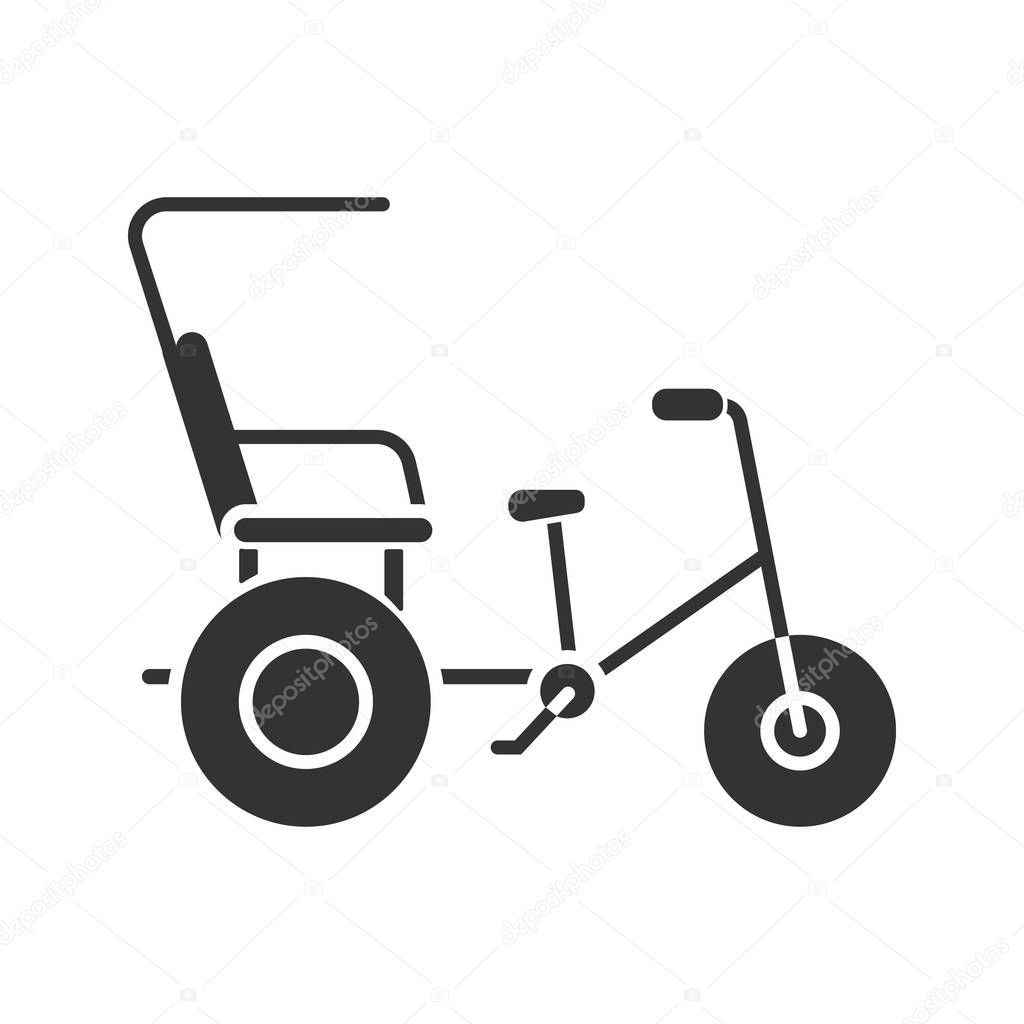 Cycle rickshaw glyph icon on white background
