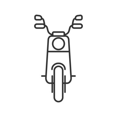 Scooter önünde beyaz arka plan üzerinde doğrusal simgesini görüntülemek