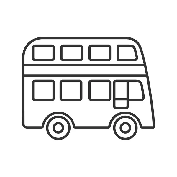 Dubbeldekker Bus Lineaire Pictogram Witte Achtergrond — Stockvector