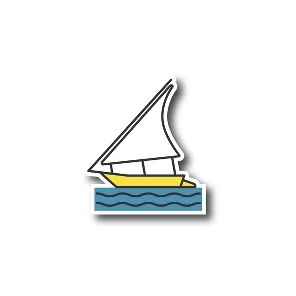 Zeilboot Patch Witte Achtergrond — Stockvector