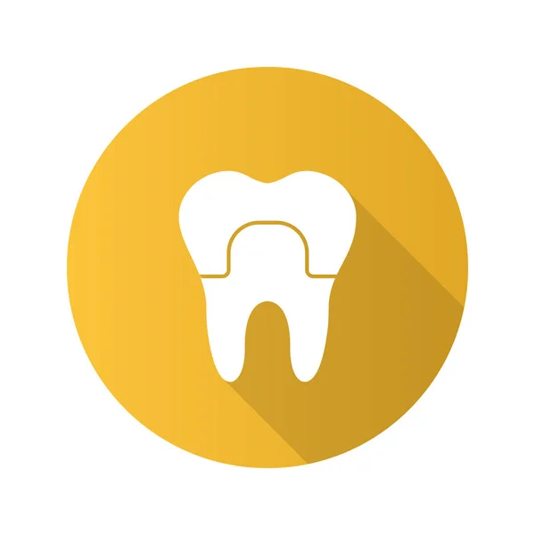 Plochý Design Ikonu Žluté Kulaté Zubní Korunky — Stockový vektor
