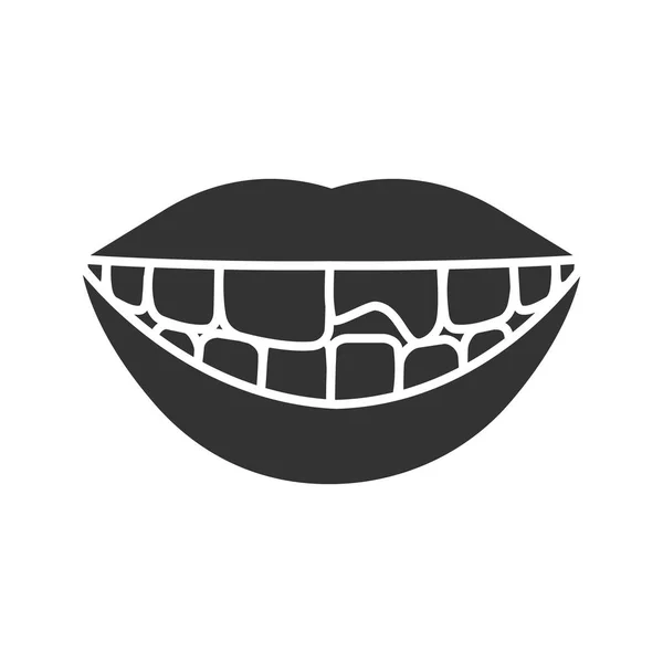 Zlomený Zub Ikona Piktogram Bílém Pozadí — Stockový vektor